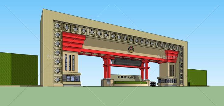 政府机关大门(78118)su模型下载