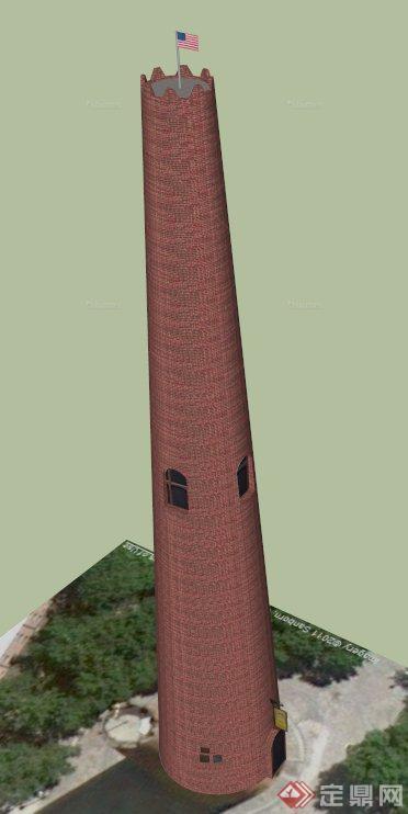 烟囱式塔楼建筑设计su模型