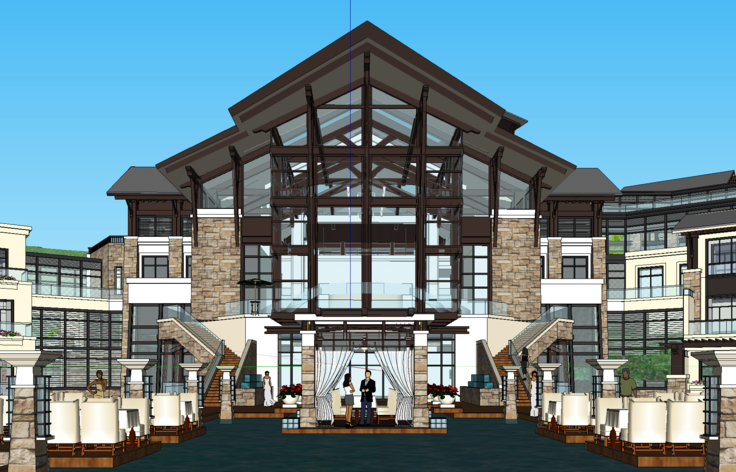 东南亚风格凯宾斯基山地酒店SketchUp模型