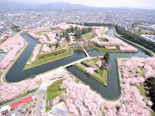 Spring of Goryōkaku star fort in Hakodate,