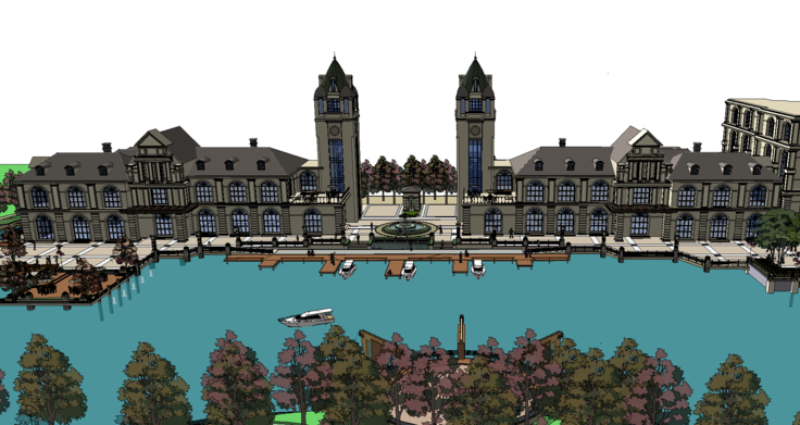 湖滨商业街景SketchUp模型