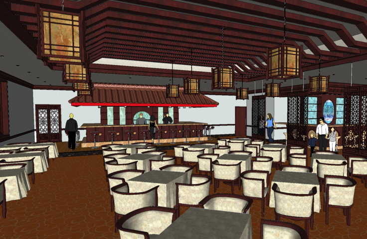 中式餐厅室内设计SketchUp模型