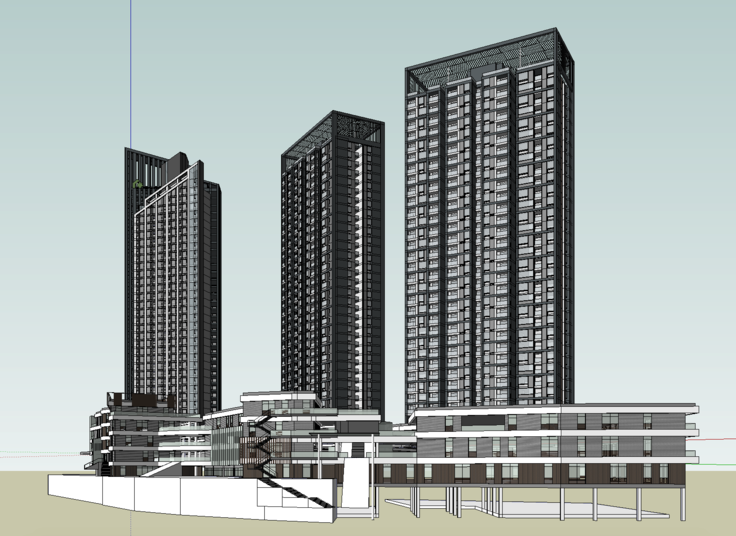 现代风格酒店及公寓楼SketchUp模型