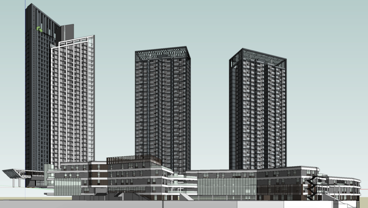 现代风格酒店及公寓楼SketchUp模型