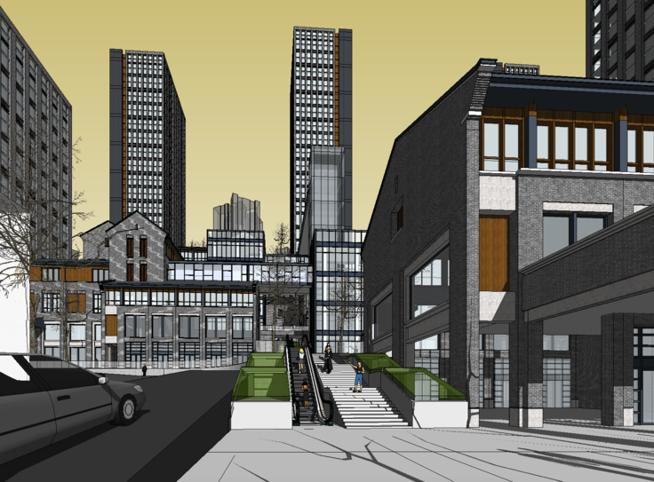 中式风格山地城市综合体SketchUp模型
