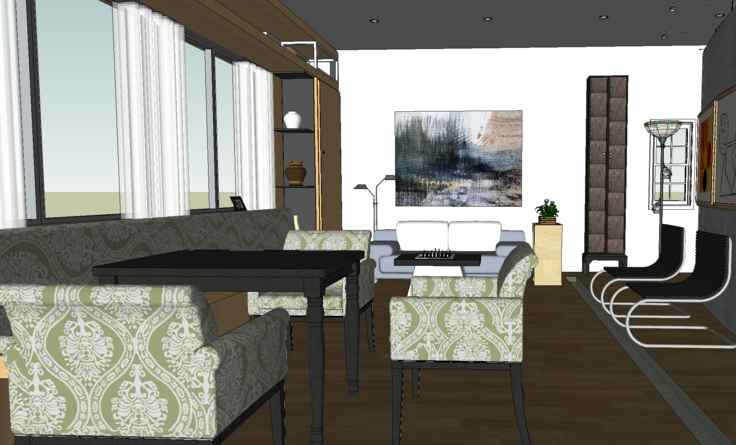 现代风格会客厅室内设计SketchUp模型
