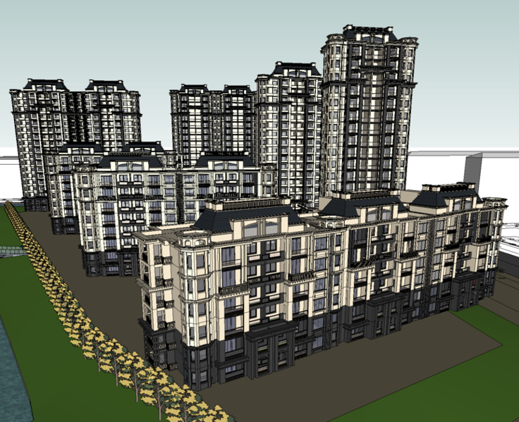 法式风格住宅小区SketchUp模型