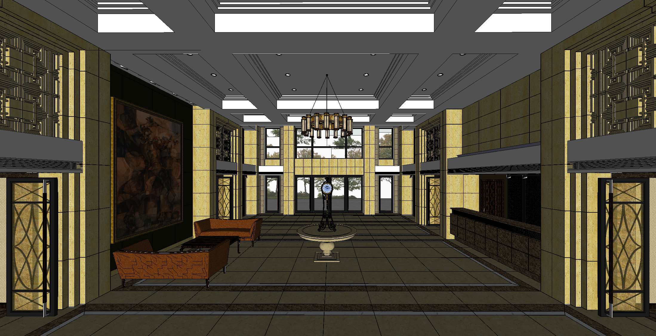 酒店大堂室内设计SketchUp模型