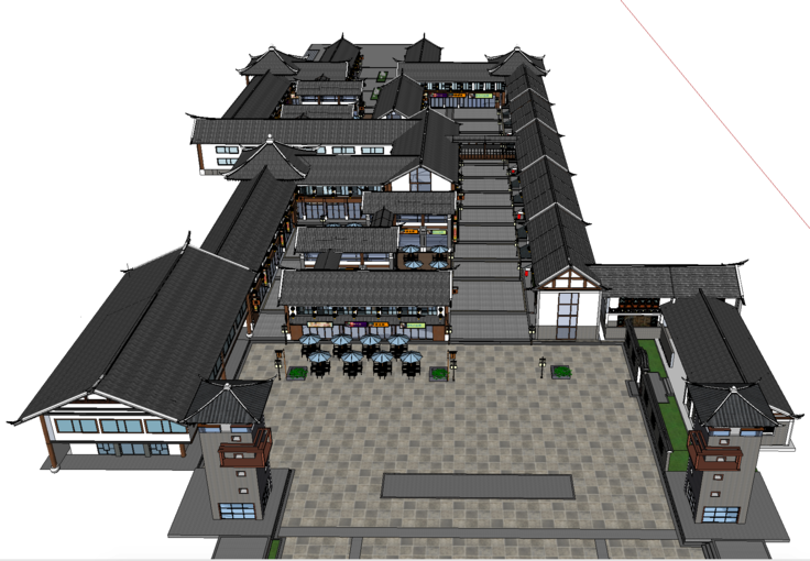 中式风格古建商业街Sketchup模型