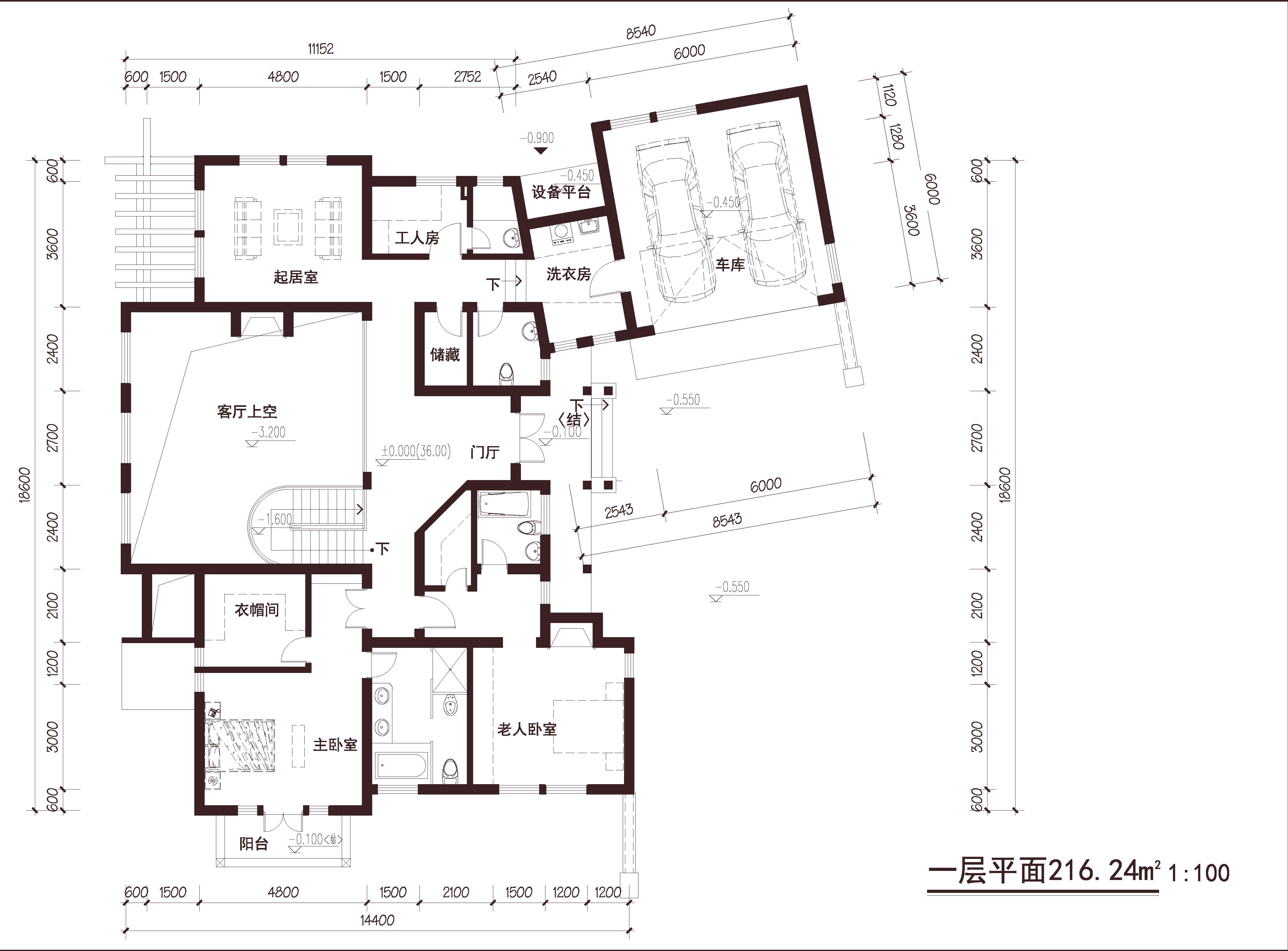 别墅 侧入户 2车位 山地