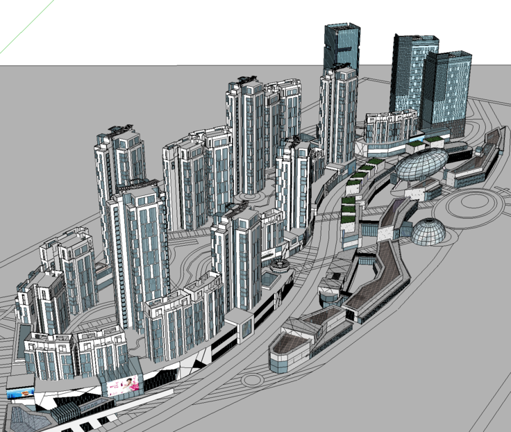 现代风格城市综合体项目SketchUp模型