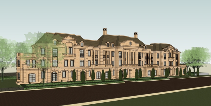 法式风格别墅建筑方案sketchup模型