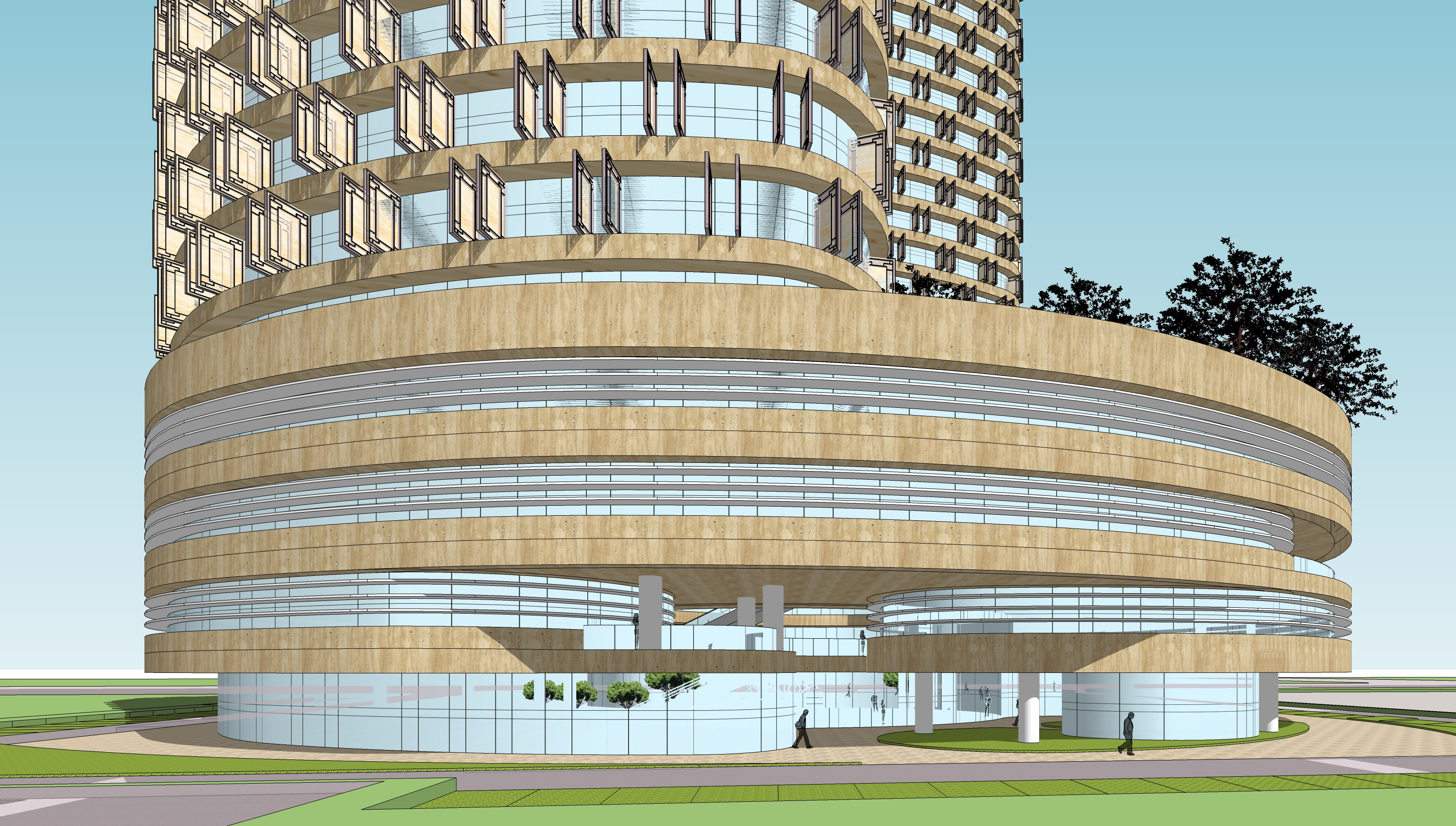 现代弧形商业综合体建筑设计sketchup模型