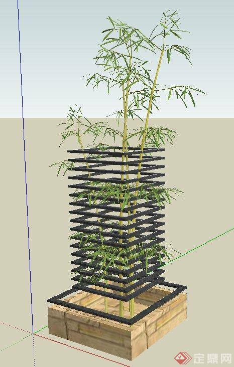 园林景观节点铁艺花池围栏设计SU模型