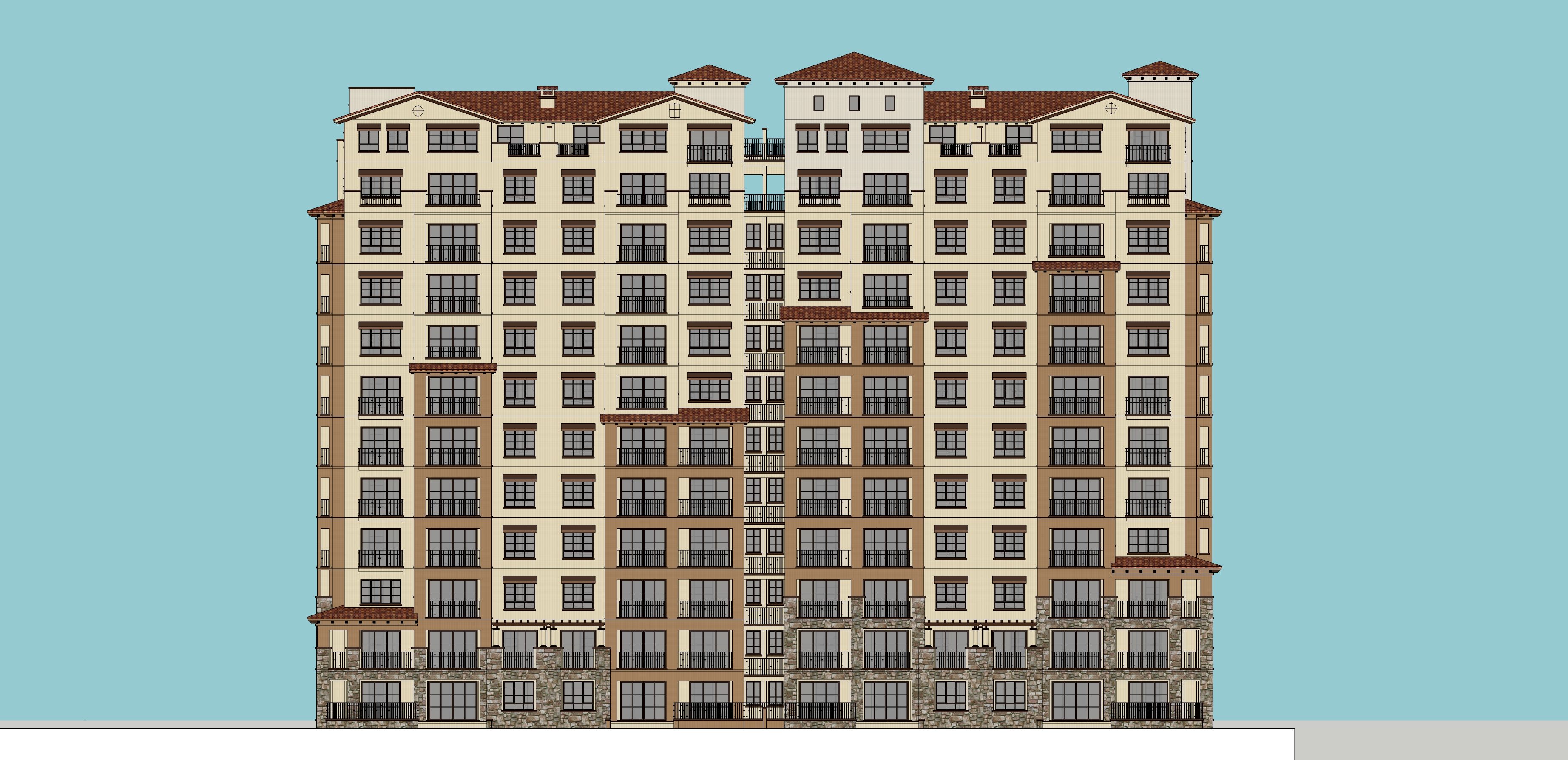 西班牙风格小高层住宅建筑sketchup模型