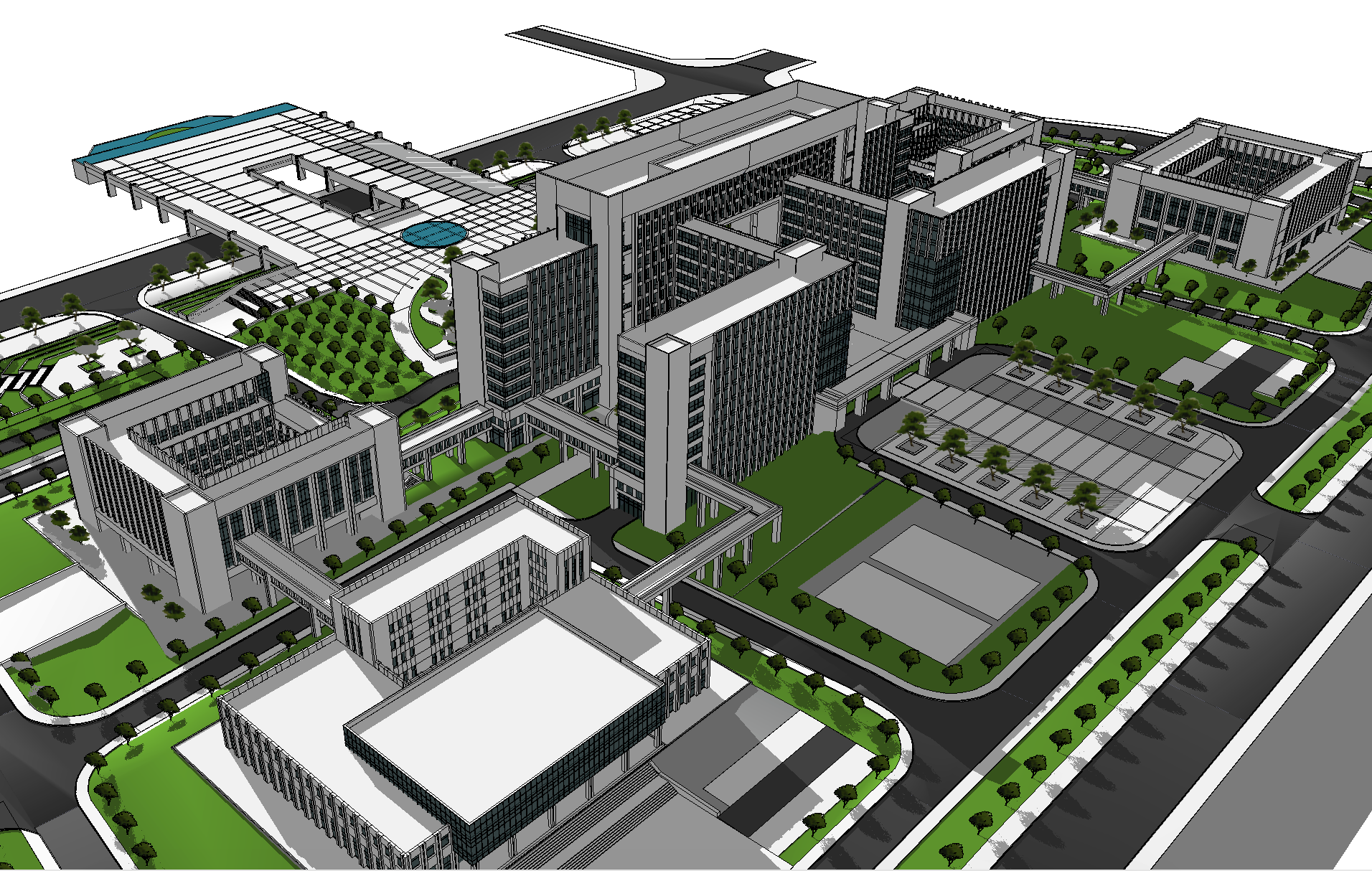 行政中心规划和建筑设计SketchUp模型