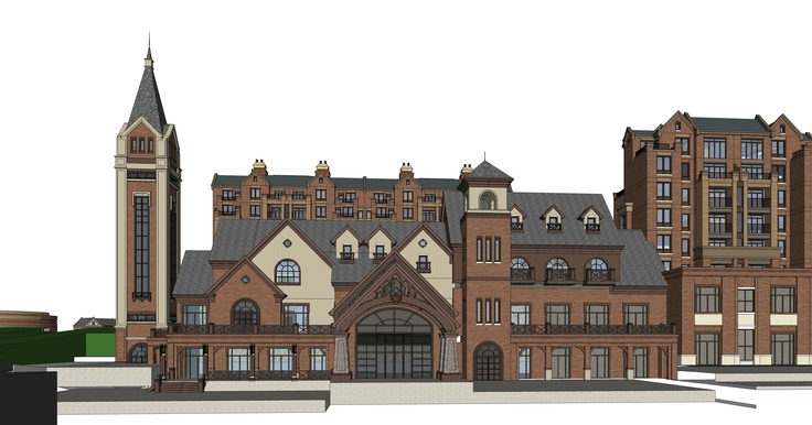 欧式新古典多层住宅区方案sketchup模型