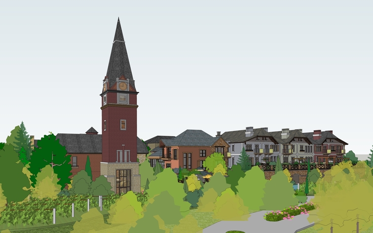 欧式小镇规划设计方案sketchup模型