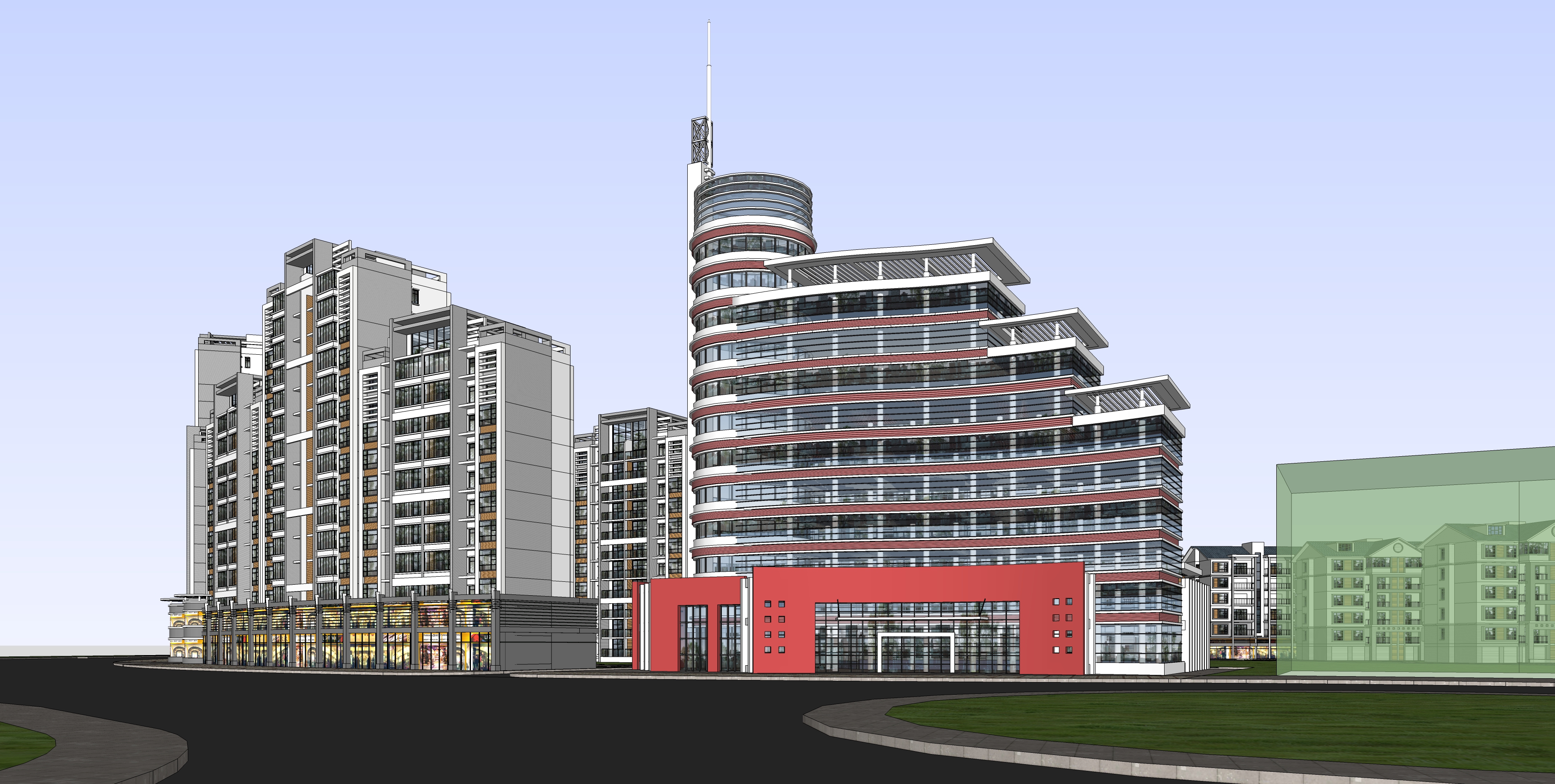 现代风格高层住宅小区设计方案sketchup模型