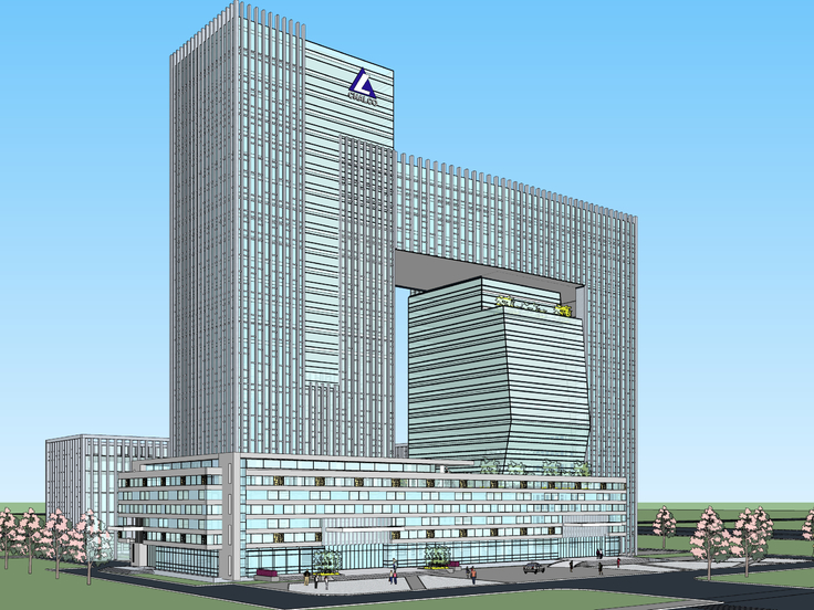 现代高层办公楼中标方案sketchup模型