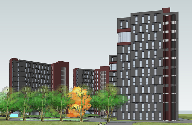 现代高层办公楼一区一期项目方案sketchup模型