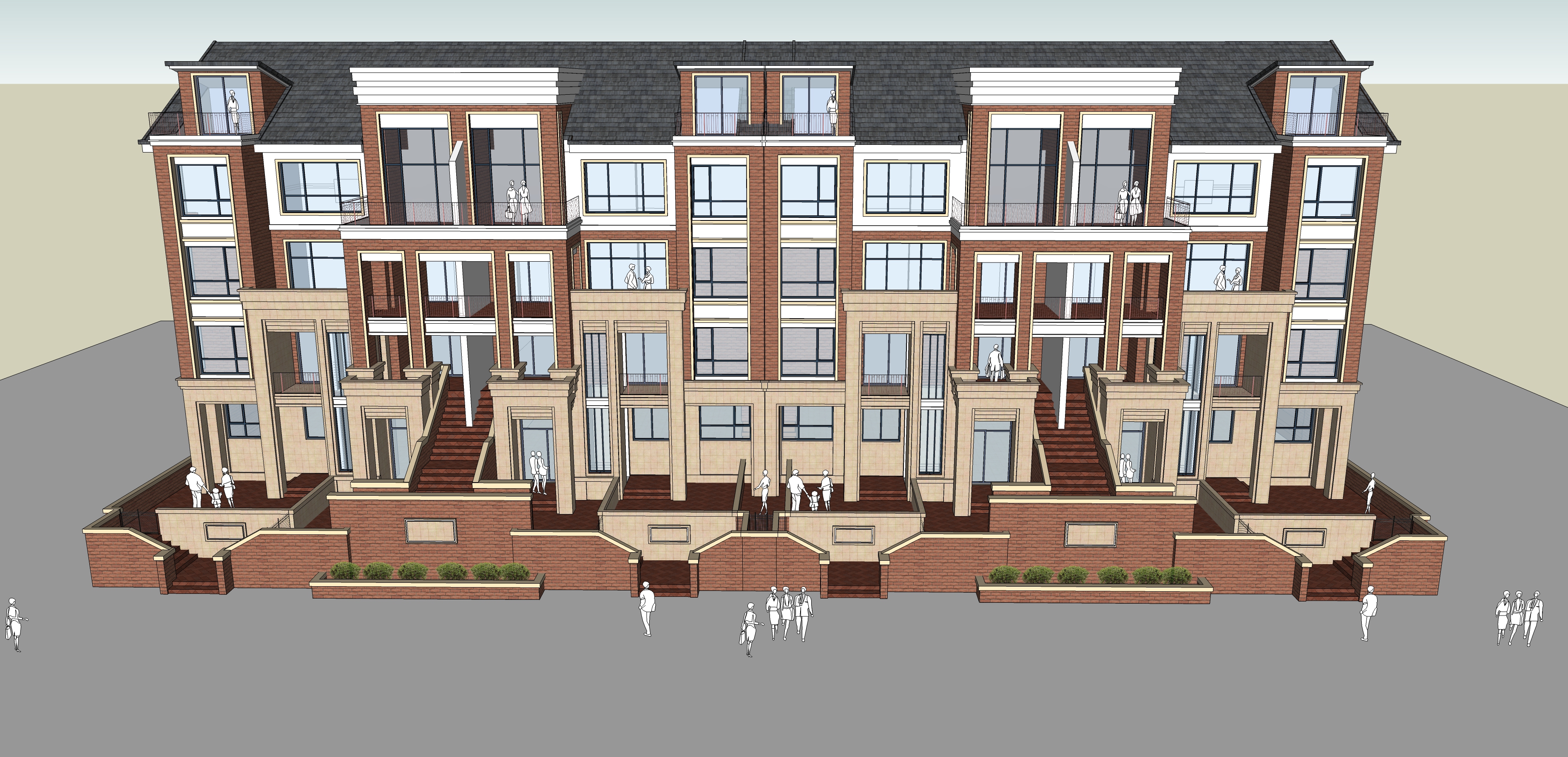 欧式风格多层花园洋房住宅建筑sketchup模型