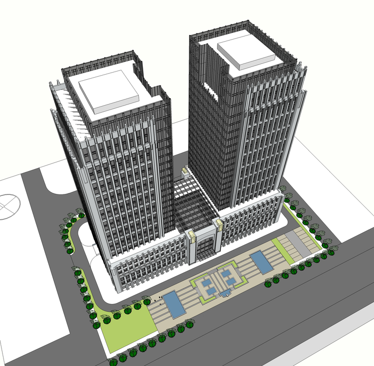 现代风格高层酒店建筑方案sketchup模型