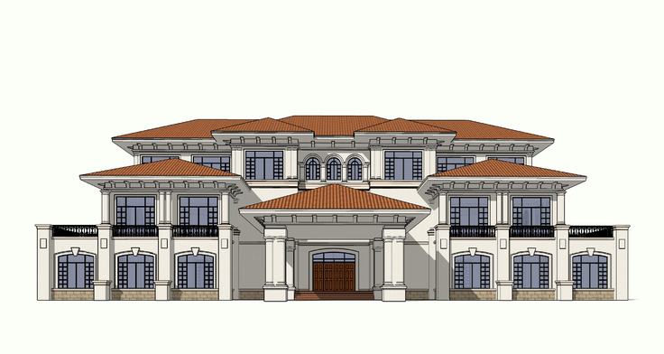 欧式古典风格独栋别墅方案sketchup模型