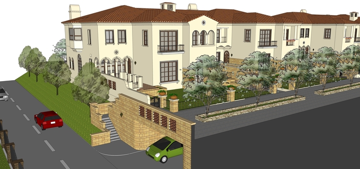 欧式风格两层别墅住宅区sketchup模型