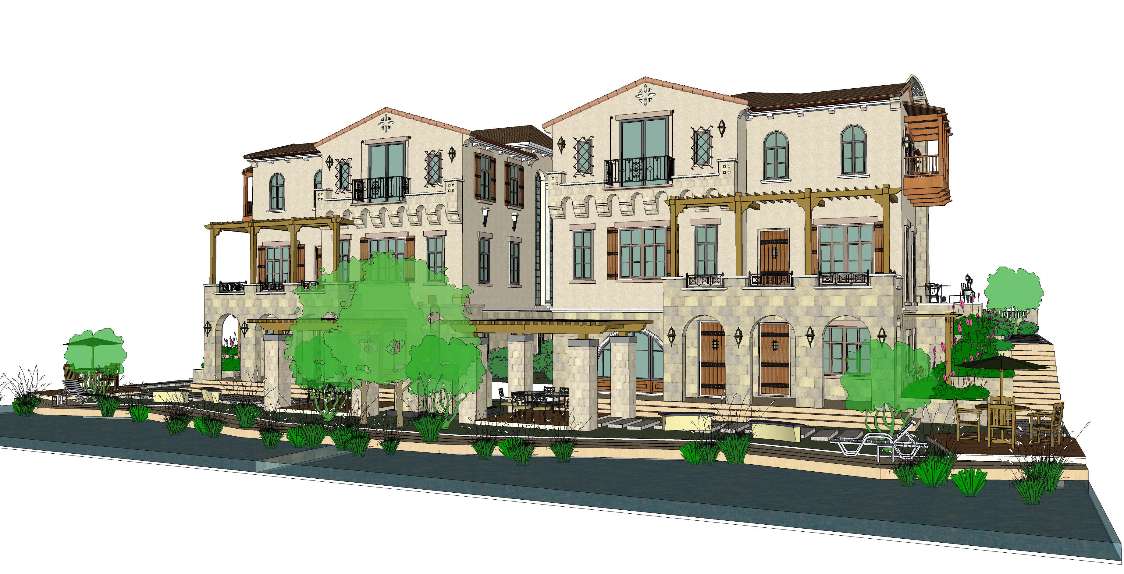 欧式风格别墅住宅建筑方案sketchup模型