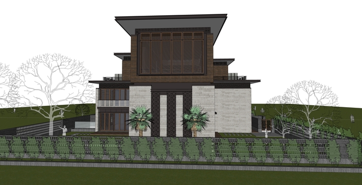 东方新古典联排别墅住宅sketchup模型