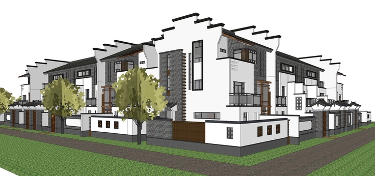 中式合院住宅建筑设计方案sketchup模型