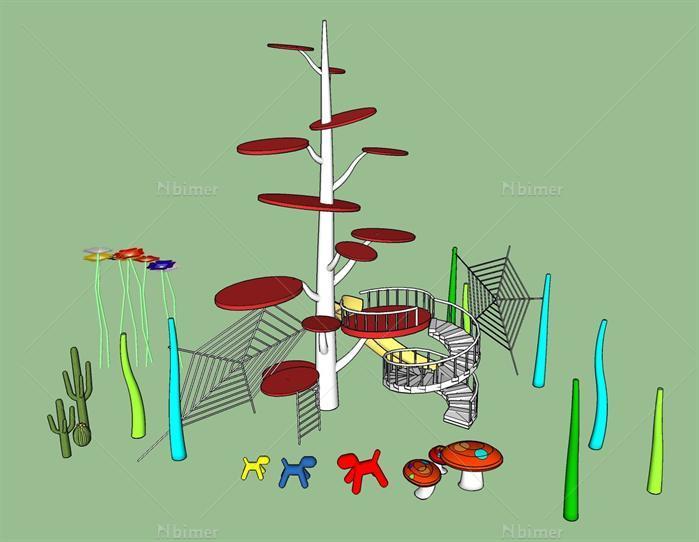 某現代風格兒童遊樂設施方案設計su模型素材[原創]
