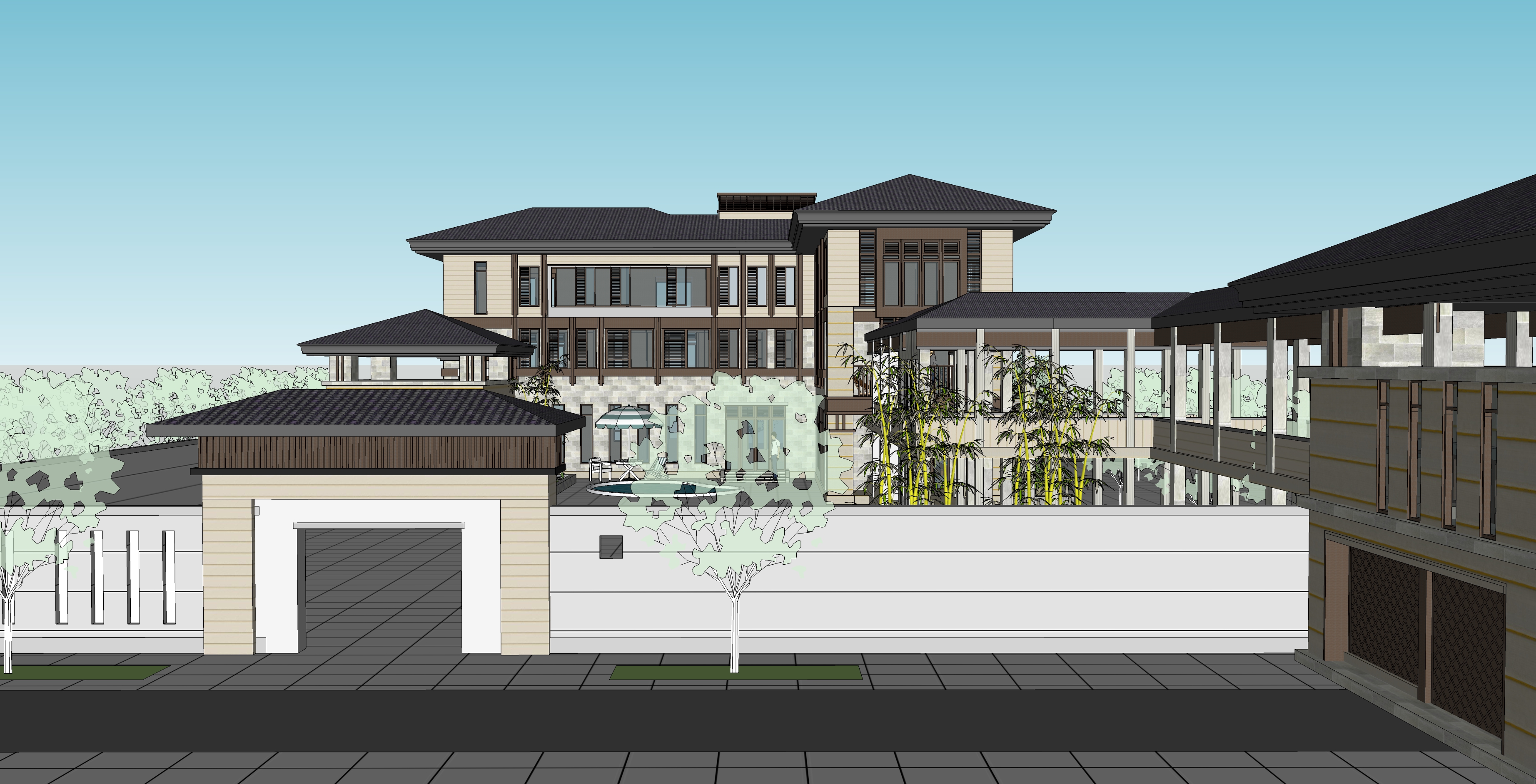 东方新古典风格别墅sketchup模型