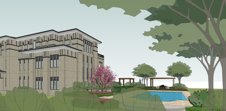 欧式古典风格独栋别墅设计方案sketchup模型
