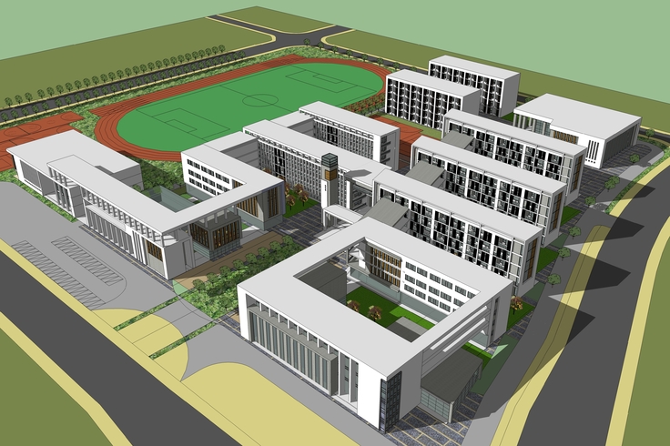现代校园规划方案sketchup模型