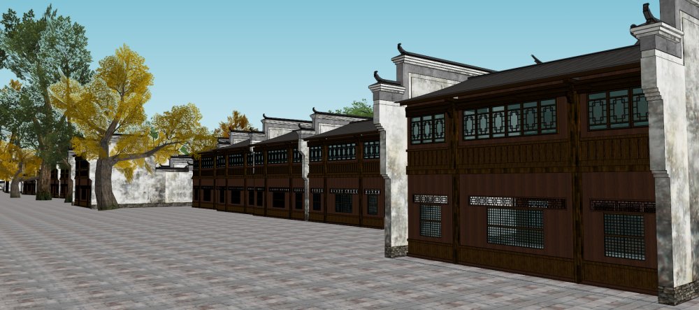 徽派商业古街，中国古典风格，2层