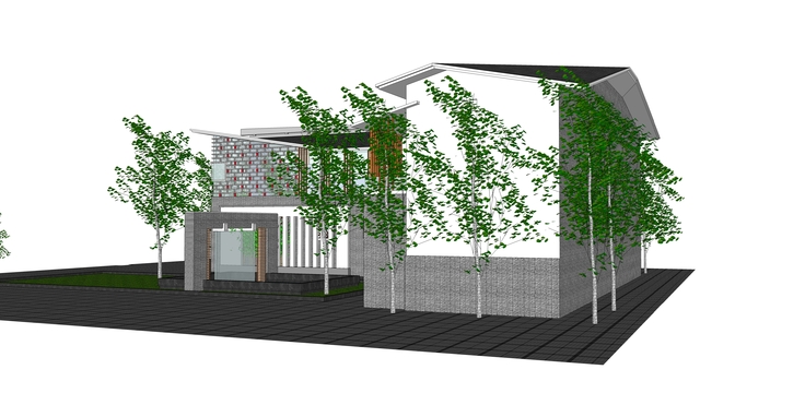 中式风格新古典主义住宅建筑sketchup模型
