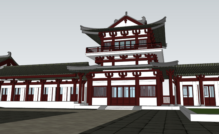 中式风格古建寺庙建筑方案sketchup模型
