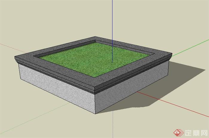 简约方形景观树池sketchup(su)3d模型