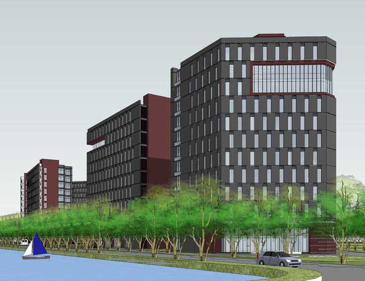 现代高层办公楼一区一期项目方案sketchup模型