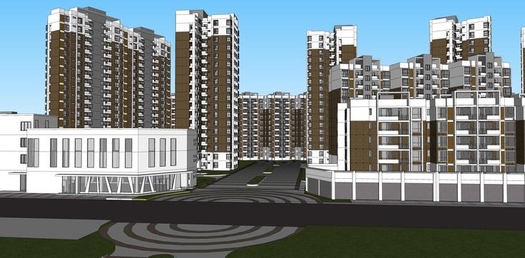 现代风格高层住宅小区规划设计方案sketchup模型