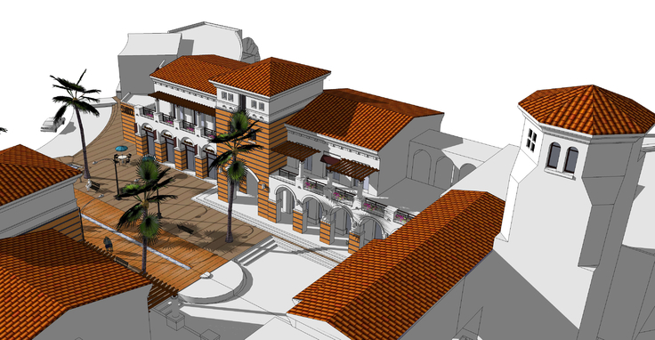 欧式风格热带商业建筑商业街sketchup模型
