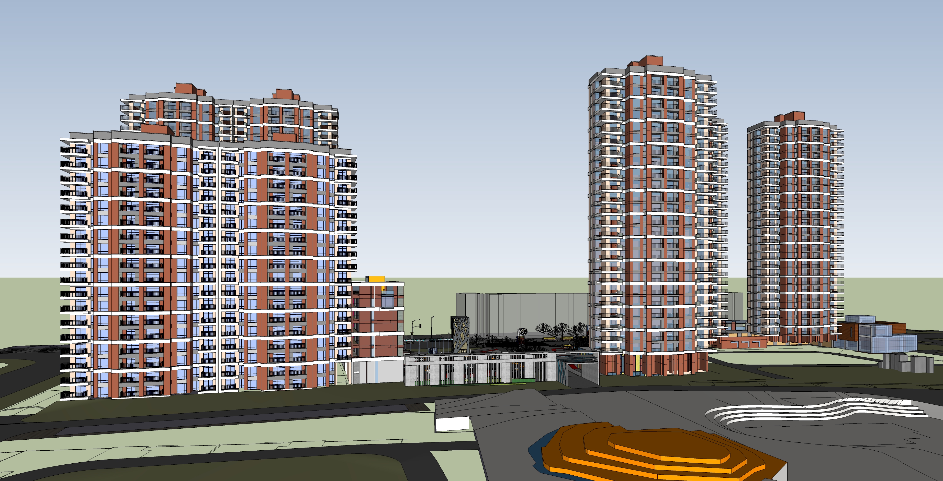 现代风格高层住宅区规划方案sketchup模型