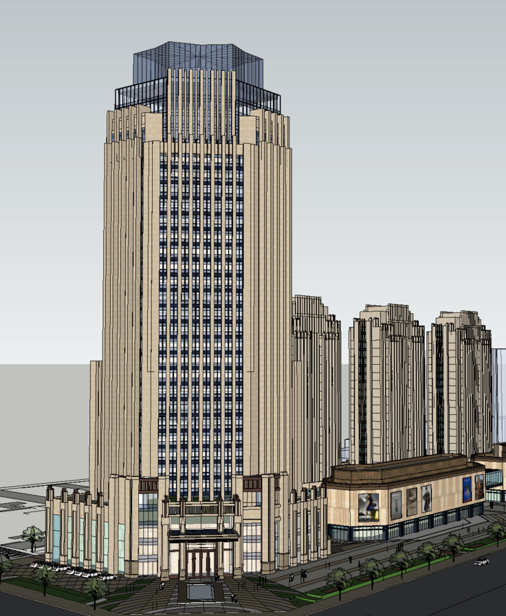总部基地办公楼及商业SketchUp模型