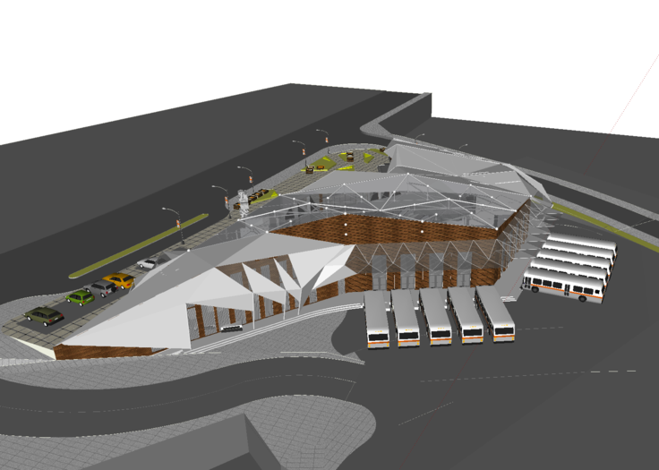 某山地城市长途汽车站设计方案SketchUp模型