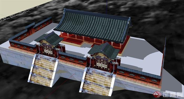 某日本古建神社建筑设计SU模型