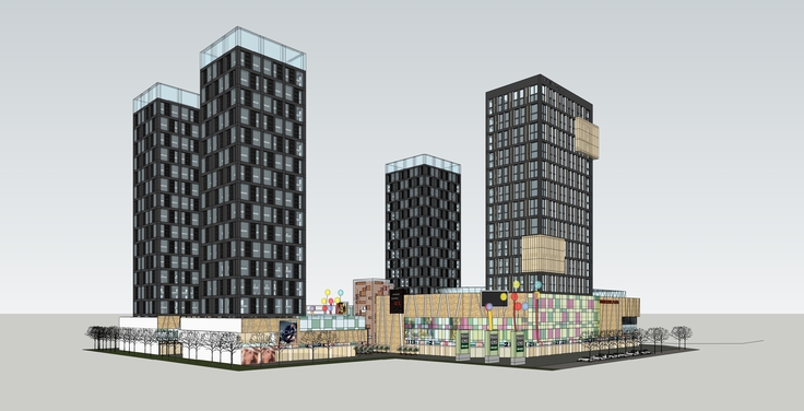 现代风格高层商业综合体住宅sketchup模型