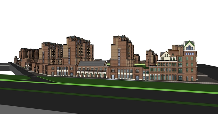 欧式新古典多层住宅区方案sketchup模型