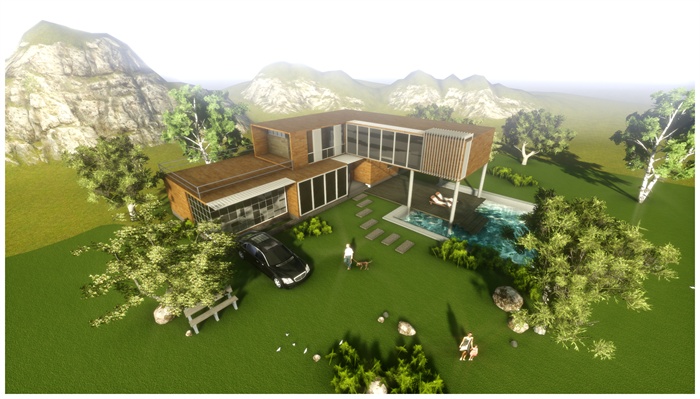 乡村别墅建筑设计SU模型（带效果图+排版方案）